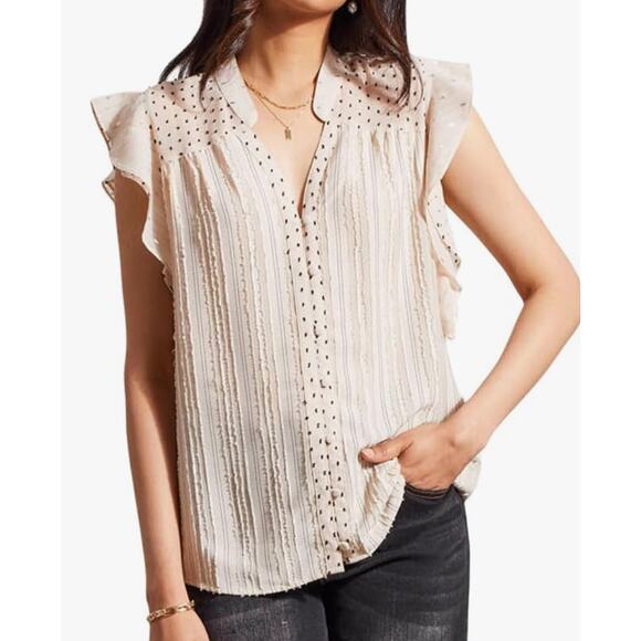 Tribal Jeans Mixed Media Blouse Top 5608  French Oak Size Large - Picture 1 of 12